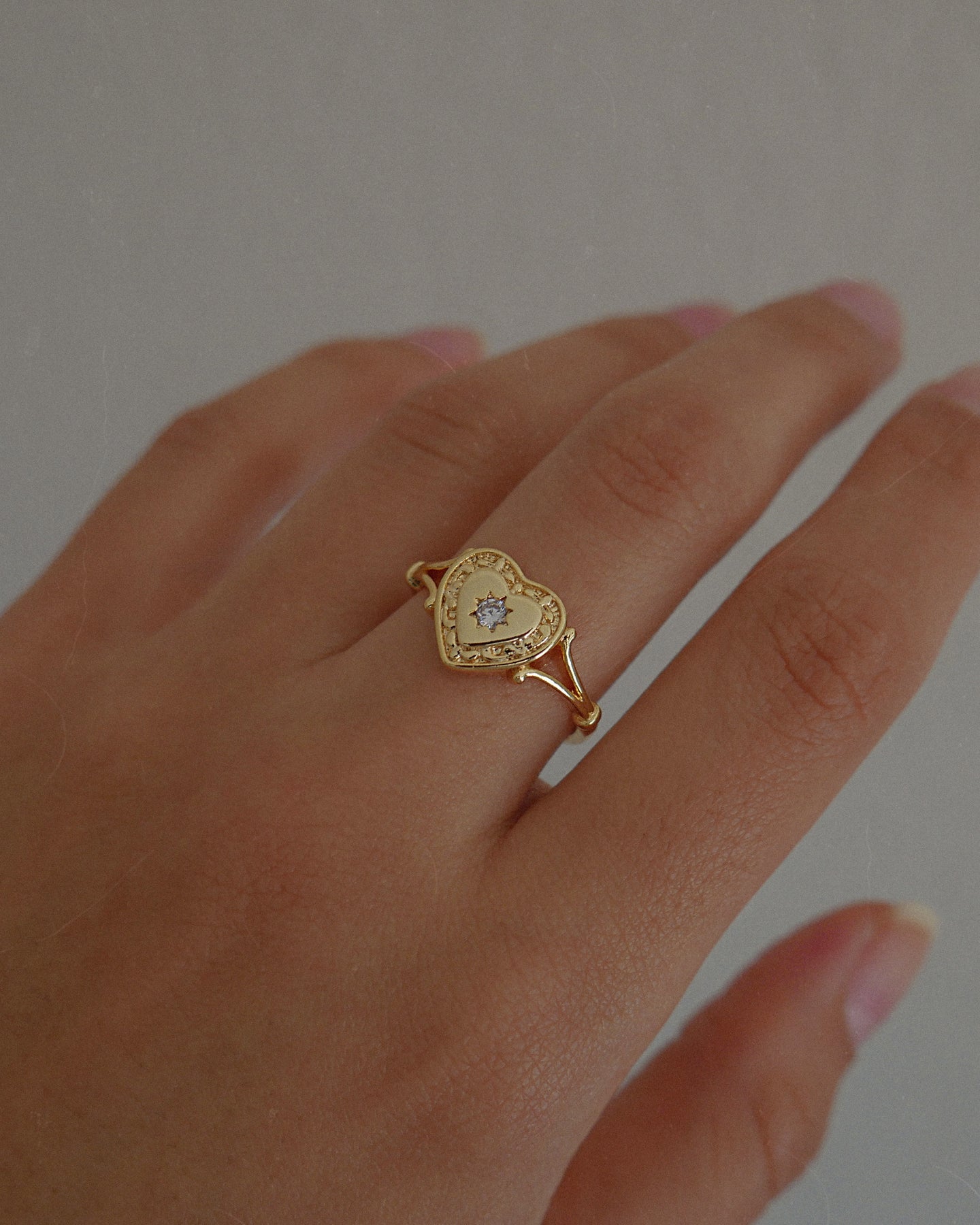Adorned Hands Brilliant Cut White Diamond Heart Ring in 18K Gold & Platinum  | Catbird
